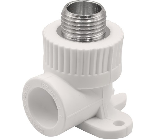 Угольник THERMOLIGHT комбинированный PP-R НР с креплением 20х1/2quot; белый (15/105)