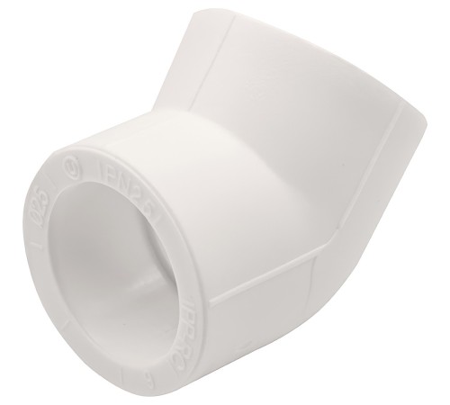 Угольник THERMOLIGHT 45гр. PP-R 25 белый (30/300) Угольник THERMOLIGHT 45гр. PP-R 25 белый (30/300)