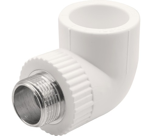 Угольник THERMOLIGHT комбинированный PP-R НР 32х3/4quot; белый (10/80) Угольник THERMOLIGHT комбинированный PP-R НР 32х3/4quot; белый (10/80)