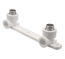 Угольник THERMOLIGHT комбинированный PP-R НР с креплением двойной 20х1/2quot; белый (5/25) Угольник THERMOLIGHT комбинированный PP-R НР с креплением двойной 20х1/2quot; белый (5/25)
