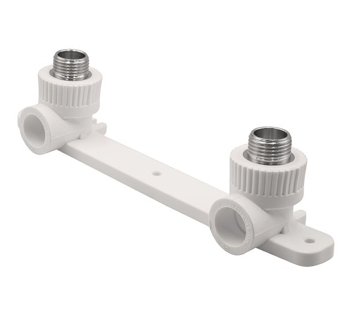 Угольник THERMOLIGHT комбинированный PP-R НР с креплением двойной 20х1/2quot; белый (5/25) Угольник THERMOLIGHT комбинированный PP-R НР с креплением двойной 20х1/2quot; белый (5/25)