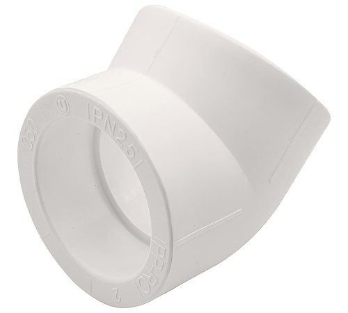 Угольник THERMOLIGHT 45гр. PP-R 50 белый (7/49) Угольник THERMOLIGHT 45гр. PP-R 50 белый (7/49)
