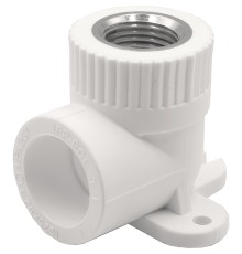 Угольник THERMOLIGHT комбинированный PP-R ВР с креплением 25х1/2quot; белый (10/100) Угольник THERMOLIGHT комбинированный PP-R ВР с креплением 25х1/2quot; белый (10/100)