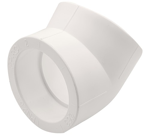 Угольник THERMOLIGHT 45гр. PP-R 63 белый (6/24) Угольник THERMOLIGHT 45гр. PP-R 63 белый (6/24)