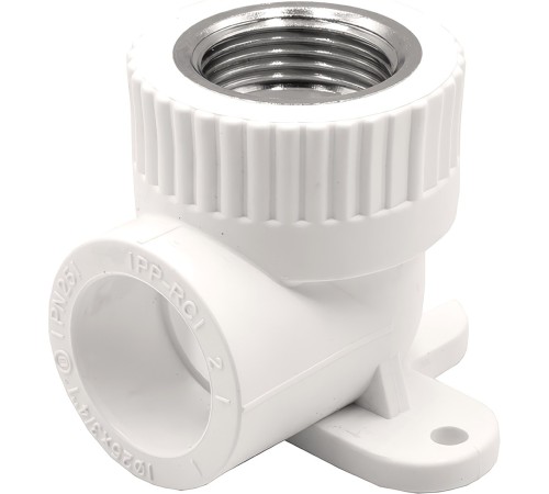 Угольник THERMOLIGHT комбинированный PP-R ВР с креплением 25х3/4quot; белый (10/80)