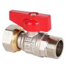 Кран шаровой латунный MVI DN15 PN25 нр-накидная гайка, бабочка Кран шаровой латунный MVI DN15 PN25 нр-накидная гайка, бабочка