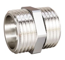 Ниппель прямой LD DN25 нр-нр, латунь никелированная (с биркой) Ниппель прямой LD DN25 нр-нр, латунь никелированная (с биркой)