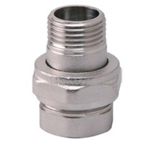 Соединитель VIEIR прямой, разъемный (американка), конусный ВН 1/2quot; никел. HJKN33