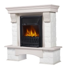 Портал Firelight Forte Classic U (угловой) камень белый, шпон белёный дуб
