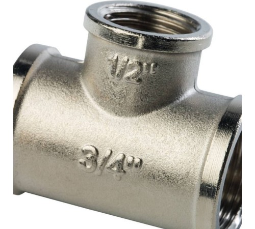Тройник переходной STOUT никелированный ВВ 3/4quot;х1/2quot;х3/4quot;