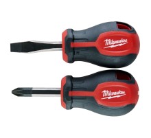 Набор отверток Milwaukee магнитных коротких с трехгранной рукояткой (упак_2шт) SL 4.5/PZ2