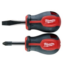 Набор отверток Milwaukee магнитных коротких с трехгранной рукояткой (упак_2шт) SL 4.5/PZ2