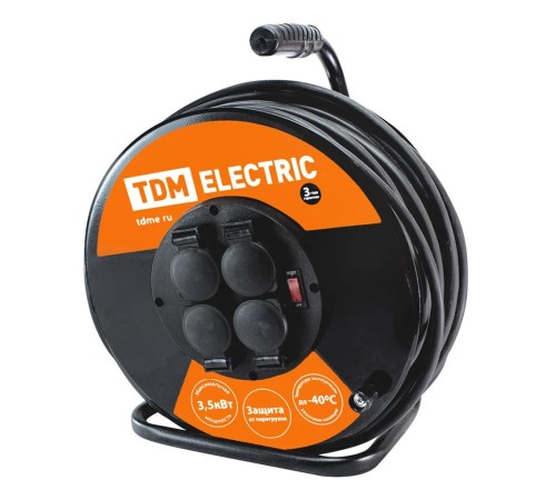 Удлинитель силовой TDM ELECTRIC УХз16-004 (метал. катушка, 4 места, 50м, 3х1,5)