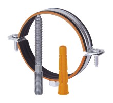 Хомут Humalt металлич. М8 (20-24) 1/2quot; с гайкой, шпилькой-шурупом и дюбелем RU-HT (1/160)