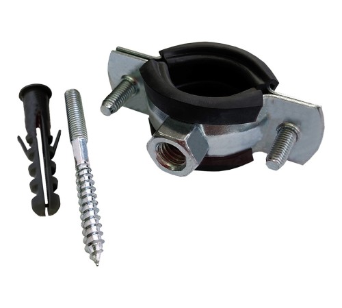 Хомут оцинк.с резин. уплотнением (в компл. шпилька М8*80 и дюбель) (87-92 мм) 3quot; VALFEX (75)