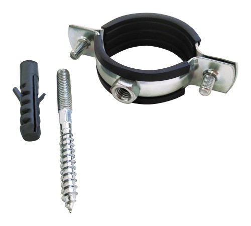 Хомут оцинк.с резин. уплотнением (РМ)(в компл.шпилька М8*80 и дюбель) (60-64 мм) 2quot; VALFEX (80)
