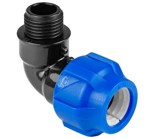 Отвод ПНД компрессионный НР 20*1/2" наружная резьба (VALFEX) Отвод ПНД компрессионный НР 20*1/2" наружная резьба (VALFEX)