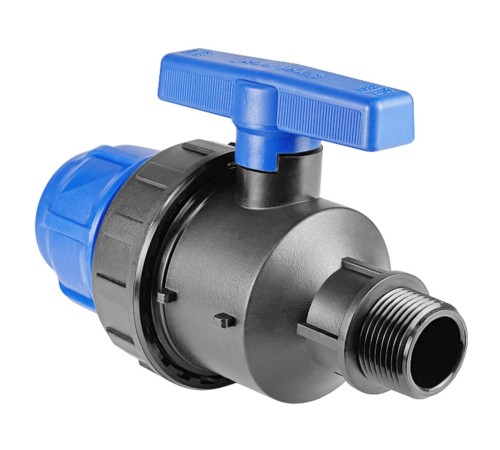 Шаровый кран ПНД компрессионный НР 25*3/4" наружная резьба (VALFEX) Шаровый кран ПНД компрессионный НР 25*3/4" наружная резьба (VALFEX)