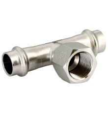 Тройник Uni-Fitt пресс 22х3/4"х22 вн. р., нерж. ст. Тройник Uni-Fitt пресс 22х3/4"х22 вн. р., нерж. ст.