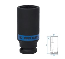 Головка торцевая ударная глубокая шестигранная 1/2", 27 мм KING TONY 443527M Головка торцевая ударная глубокая шестигранная 1/2", 27 мм KING TONY 443527M