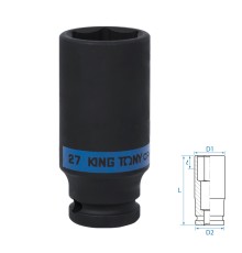 Головка торцевая ударная глубокая шестигранная 1/2", 27 мм KING TONY 443527M