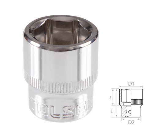 Головка торцевая стандартная шестигранная 3/8", 18 мм TOLSEN TT16318 Головка торцевая стандартная шестигранная 3/8", 18 мм TOLSEN TT16318