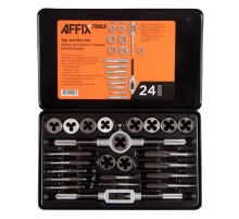 Набор метчиков и плашек SK-5 M5-M12, кейс, 24 предмета AFFIX AF35100024C