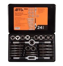 Набор метчиков и плашек SK-5 M5-M12, кейс, 24 предмета AFFIX AF35100024C