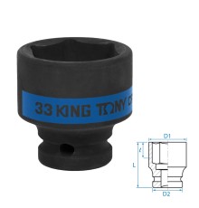 Головка торцевая ударная шестигранная 1/2", 33 мм KING TONY 453533M Головка торцевая ударная шестигранная 1/2", 33 мм KING TONY 453533M