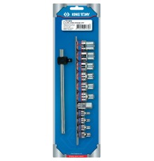 Набор торцевых головок 3/8", 1/2", TORX Е-стандарт, E4-E20, вороток, 12 предметов KING TONY 7112PR