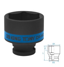 Головка торцевая ударная шестигранная 1/2", 39 мм KING TONY 453539M Головка торцевая ударная шестигранная 1/2", 39 мм KING TONY 453539M