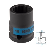 Головка торцевая ударная двенадцатигранная 1/2", 18 мм KING TONY 453018M