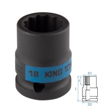 Головка торцевая ударная двенадцатигранная 1/2", 18 мм KING TONY 453018M