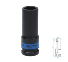 Головка торцевая ударная глубокая шестигранная 1/2", 18 мм KING TONY 443518M Головка торцевая ударная глубокая шестигранная 1/2", 18 мм KING TONY 443518M