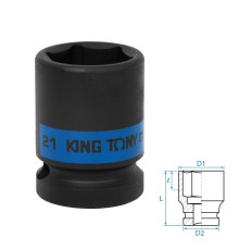 Головка торцевая ударная шестигранная 1/2", 21 мм KING TONY 453521M