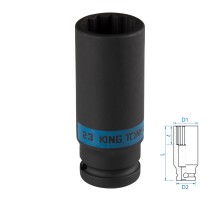 Головка торцевая ударная глубокая двенадцатигранная 1/2", 23 мм KING TONY 443023M