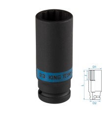 Головка торцевая ударная глубокая двенадцатигранная 1/2", 23 мм KING TONY 443023M