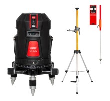 Комплект: лазерный уровень RGK UL-44W Black с калибровкой + штанга-упор приемник рейка