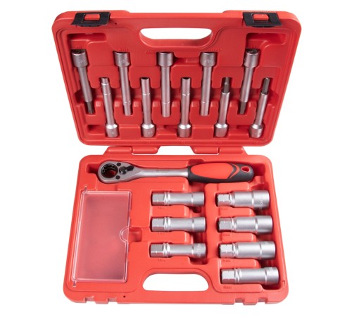 Набор торцевых головок и насадок для обслуживания амортизационных стоек, кейс, 18 предметов МАСТАК 100-10018C