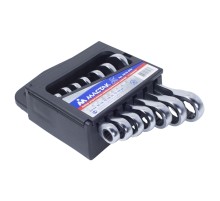 Набор комбинированных трещоточных укороченных ключей, 10-19 мм, 7 предметов МАСТАК 0215-07H