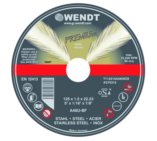 Отрезные круги G-Wendt Premium нержавеющая сталь (код 8157)