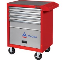 Тележка инструментальная, 4 выдвижных ящика и отсек, "ОПТИМА", красная МАСТАК 522-04581MR