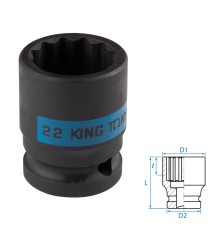 Головка торцевая ударная двенадцатигранная 1/2", 22 мм KING TONY 453022M