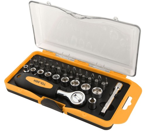 Набор вставок (бит) 1/4", PH, PZ, Hex, Torx, Slotted, 38 предметов TOLSEN TT20035 Набор вставок (бит) 1/4", PH, PZ, Hex, Torx, Slotted, 38 предметов TOLSEN TT20035