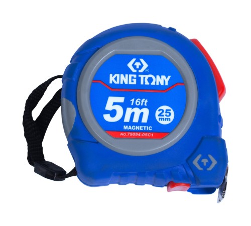 Рулетка измерительная 5 м, полотно 25 мм, магнитный крюк KING TONY 79094-05C1