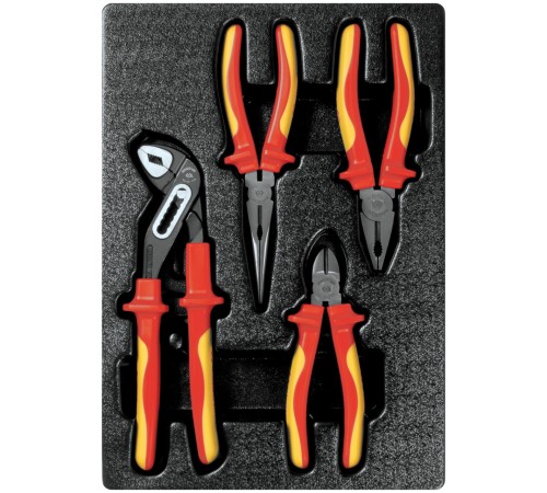 Набор диэлектрических пассатижей и бокорезов, ложемент, 4 предмета KING TONY 9-40604GP