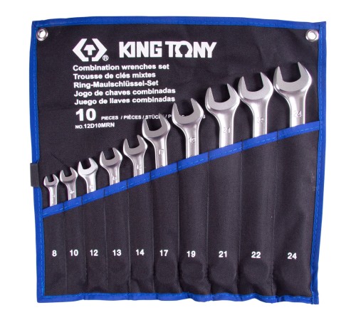 Набор комбинированных ключей, 8-24 мм, чехол из теторона, 10 предметов KING TONY 12D10MRN Набор комбинированных ключей, 8-24 мм, чехол из теторона, 10 предметов KING TONY 12D10MRN