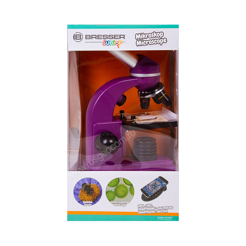 Микроскоп Bresser Junior Biolux SEL 40–1600x, фиолетовый