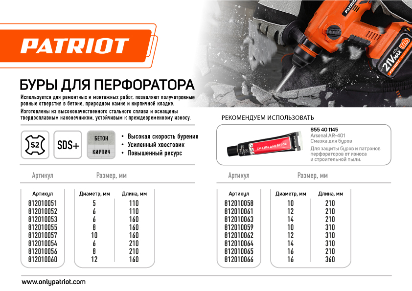 Бур SDS-plus S2 (6x210 мм)