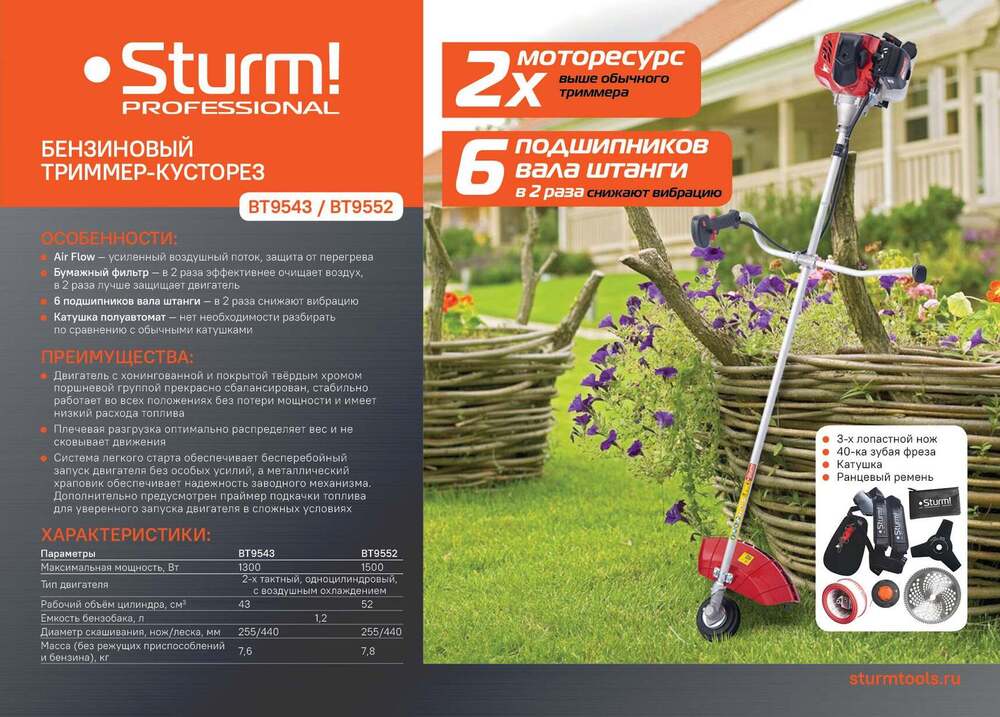 Триммер бензиновый Sturm! BT9552
